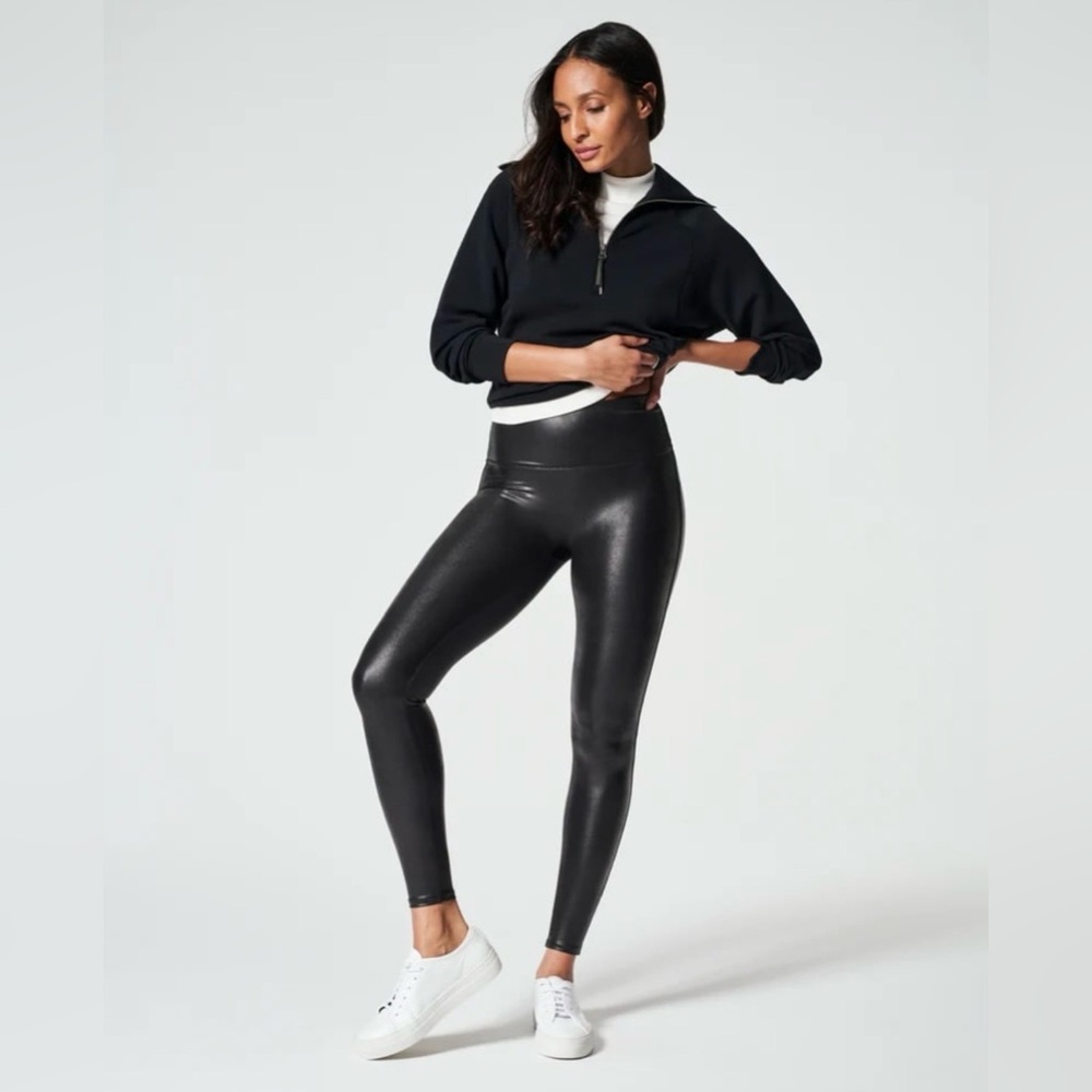 Spanx SPANXshape Faux Leather Leggings in Black Size Large